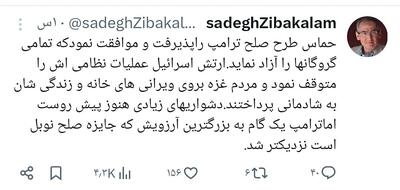 عکس/ خوش‌بینی زیباکلام به طرح صلح غزه | اقتصاد24