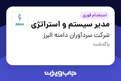 استخدام مدیر سیستم و استراتژی در شرکت سردآوران دامنه البرز