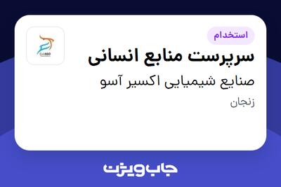 استخدام سرپرست منابع انسانی در صنایع شیمیایی اکسیر آسو