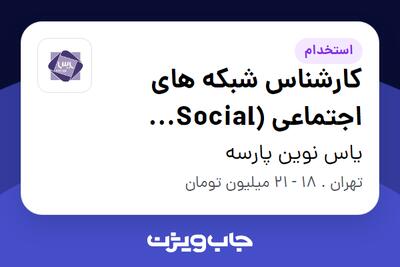  استخدام کارشناس شبکه های اجتماعی (Social Media) - آقا در یاس نوین پارسه