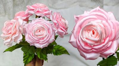  آموزش ساخت گل رز زیبا با روبان ساتن