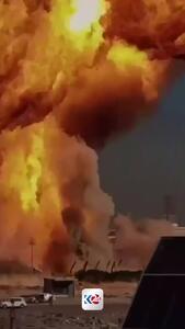 لحظه اولیه از انفجار هولناک پمپ بنزین در اربیل