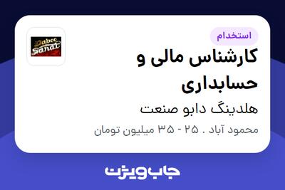  استخدام کارشناس مالی و حسابداری در هلدینگ دابو صنعت