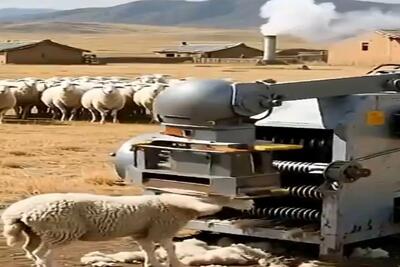 دامداری نوین؛ به جای چیدن دستی پشم ها با دستگاه خودکار گوسفندا رو قلفتی لختن میکنن