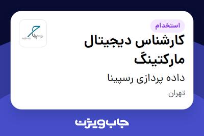 استخدام کارشناس دیجیتال مارکتینگ در داده پردازی رسپینا