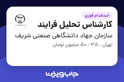 استخدام کارشناس تحلیل فرایند در سازمان جهاد دانشگاهی صنعتی شریف