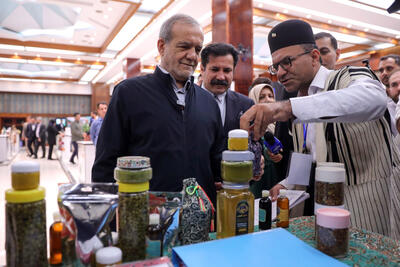 بازدید رئیس جمهور از غرفه های روستایی و عشایر