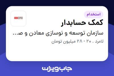استخدام کمک حسابدار در سازمان توسعه و نوسازی معادن و صنایع معدنی ایران