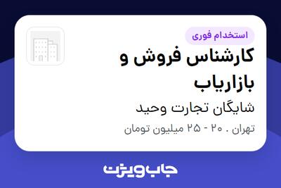 استخدام کارشناس فروش و بازاریاب - خانم در شایگان تجارت وحید