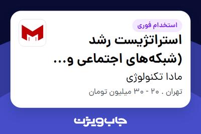 استخدام استراتژیست رشد (شبکه‌های اجتماعی و B2B) - خانم در مادا تکنولوژی