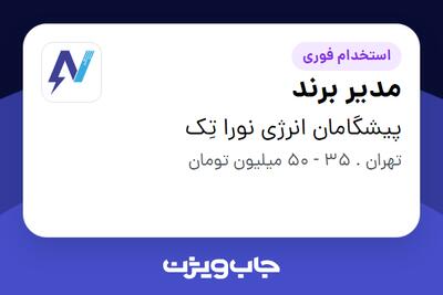 استخدام مدیر برند در پیشگامان انرژی نورا تِک