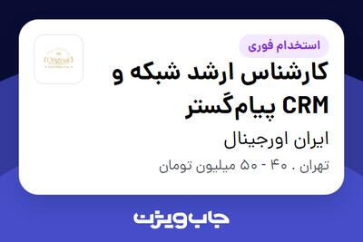 استخدام کارشناس ارشد شبکه و CRM پیام‌گستر در ایران اورجینال
