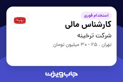  استخدام کارشناس مالی در شرکت ترخینه