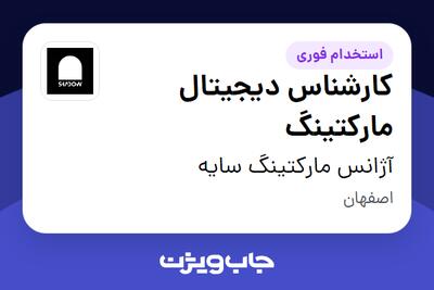استخدام کارشناس دیجیتال مارکتینگ در آژانس مارکتینگ سایه