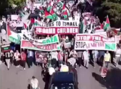 فیلم/ همبستگی هزاران نفر با غزه در تگزاس