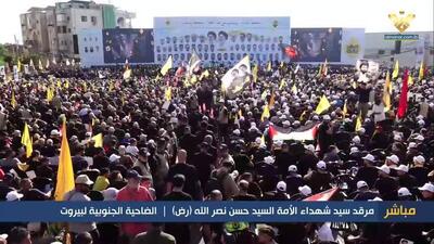 تصاویری از حضور هزاران لبنانی در مزار شهید سید حسن نصرالله