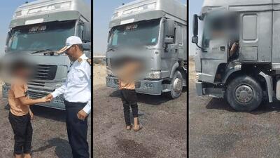 پسر۱۴ ساله راننده کامیون حامل گاز مایع!