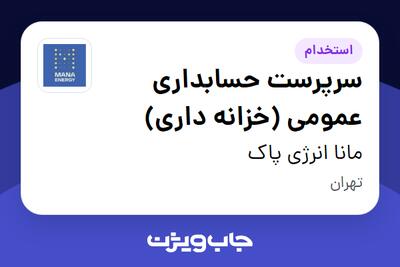 استخدام سرپرست حسابداری عمومی (خزانه داری) در مانا انرژی پاک