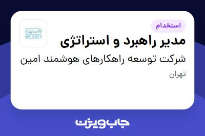 استخدام مدیر راهبرد و استراتژی در شرکت توسعه راهکارهای هوشمند امین