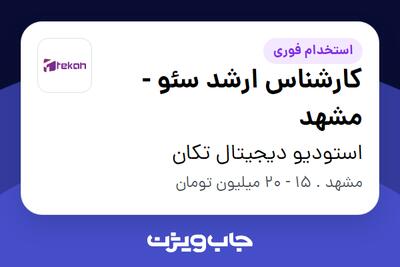 استخدام کارشناس ارشد سئو - مشهد در استودیو دیجیتال تکان