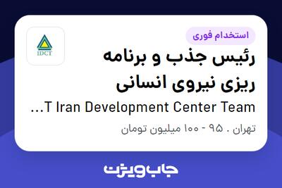 استخدام رئیس جذب و برنامه ریزی نیروی انسانی در IDCT  Iran Development Center Team
