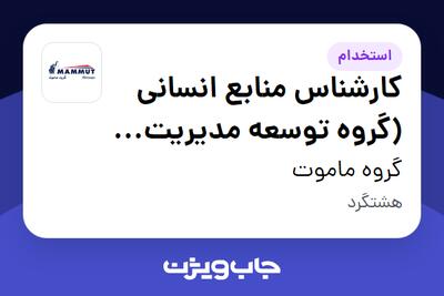 استخدام کارشناس منابع انسانی (گروه توسعه مدیریت ویانا) در گروه ماموت