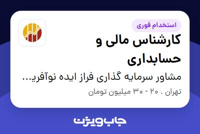  استخدام کارشناس مالی و حسابداری در مشاور سرمایه گذاری فراز ایده نوآفرین تک