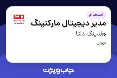 استخدام مدیر دیجیتال مارکتینگ در هلدینگ دلتا