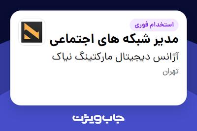 استخدام مدیر شبکه های اجتماعی در آژانس دیجیتال مارکتینگ نیاک