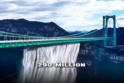 معماری خلاقانه؛  پل چینی با 4000 متر ارتفاع که مجهز به آبشاره ماشینا رو آب و تو هوان