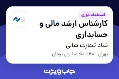 استخدام کارشناس ارشد مالی و حسابداری در نماد تجارت شالی