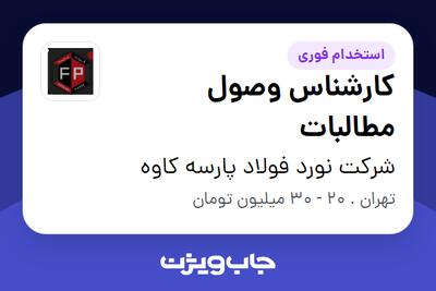 استخدام کارشناس وصول مطالبات در شرکت نورد فولاد پارسه کاوه