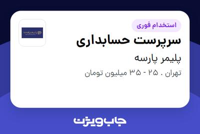 استخدام سرپرست حسابداری - خانم در پلیمر پارسه