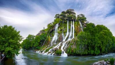 آبشار بیشه لرستان در اوج زیبایی خود + فیلم