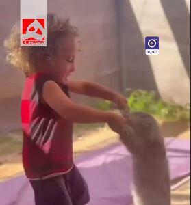 شادی کودک غزه ای پس از اعلام آتش بس