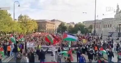 راهپیمایی اتریشی‌ها در حمایت از مردم غزه