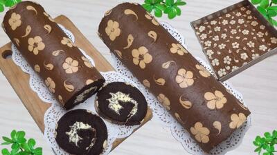 کیک رول شکلاتی نچسب و اقتصادی فقط با ۴ عدد تخم مرغ !