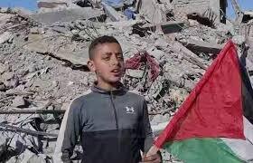 اهتزاز پرچم فلسطین بر ویرانه‌های غزه + ویدئو