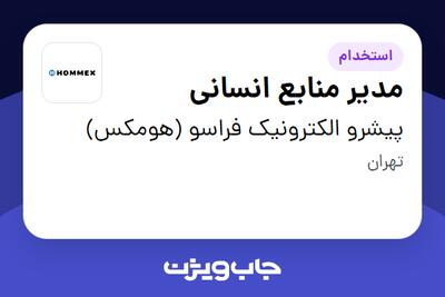 استخدام مدیر منابع انسانی در پیشرو الکترونیک فراسو (هومکس)