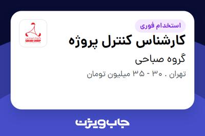  استخدام کارشناس کنترل پروژه - آقا در گروه صباحی