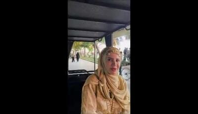 تصاویری آرامش‌بخش از گشت‌وگذار ملیکا زارعی با ماشین برقی در چهارباغ