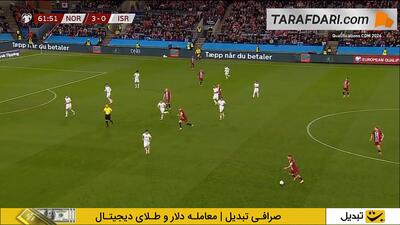 گل دوم ارلینگ هالند به اسرائیل (نروژ 4-0 اسرائیل)