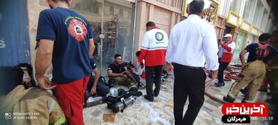 امدادرسانى به مصدومان حادثه آتش‌سوزی مجتمع اطلس درگهان قشم