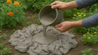 ساخت خلاقانه گلدان از پارچه و سیمان / هرکسی میتونه درستش کنه