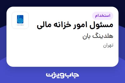استخدام مسئول امور خزانه مالی در هلدینگ بان