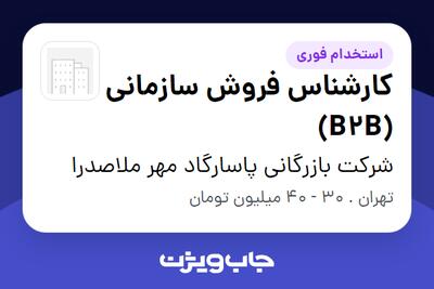 استخدام کارشناس فروش سازمانی (B2B) - خانم در شرکت بازرگانی پاسارگاد مهر ملاصدرا