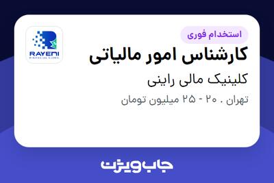 استخدام کارشناس امور مالیاتی - خانم در کلینیک مالی راینی