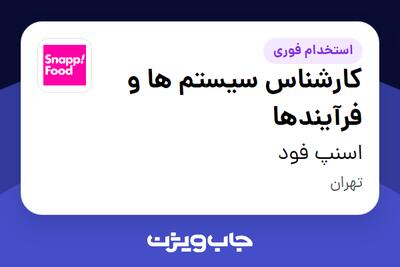 استخدام کارشناس سیستم ها و فرآیندها در اسنپ فود
