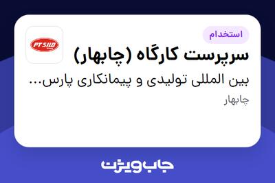 استخدام سرپرست کارگاه (چابهار) - آقا در بین المللی تولیدی و پیمانکاری پارس ترک سیلو