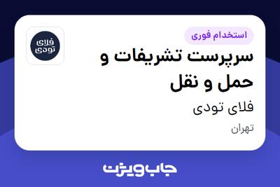 استخدام سرپرست تشریفات و حمل و نقل در فلای تودی